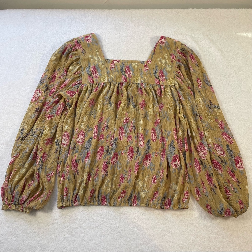 Easel Floral Blouse with Square Neckline